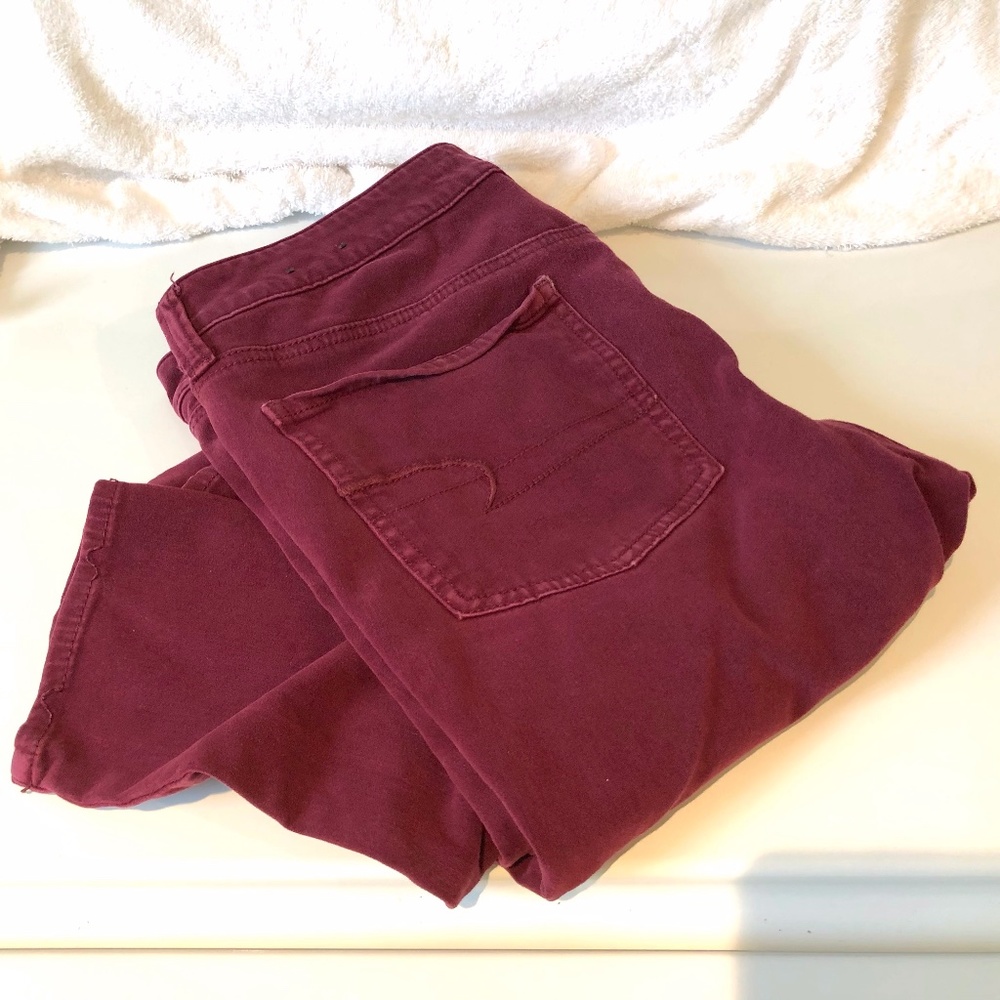 American Eagle Outfitters High Rise Skinny 360 Super Stretch Jeggings -Wine (12)